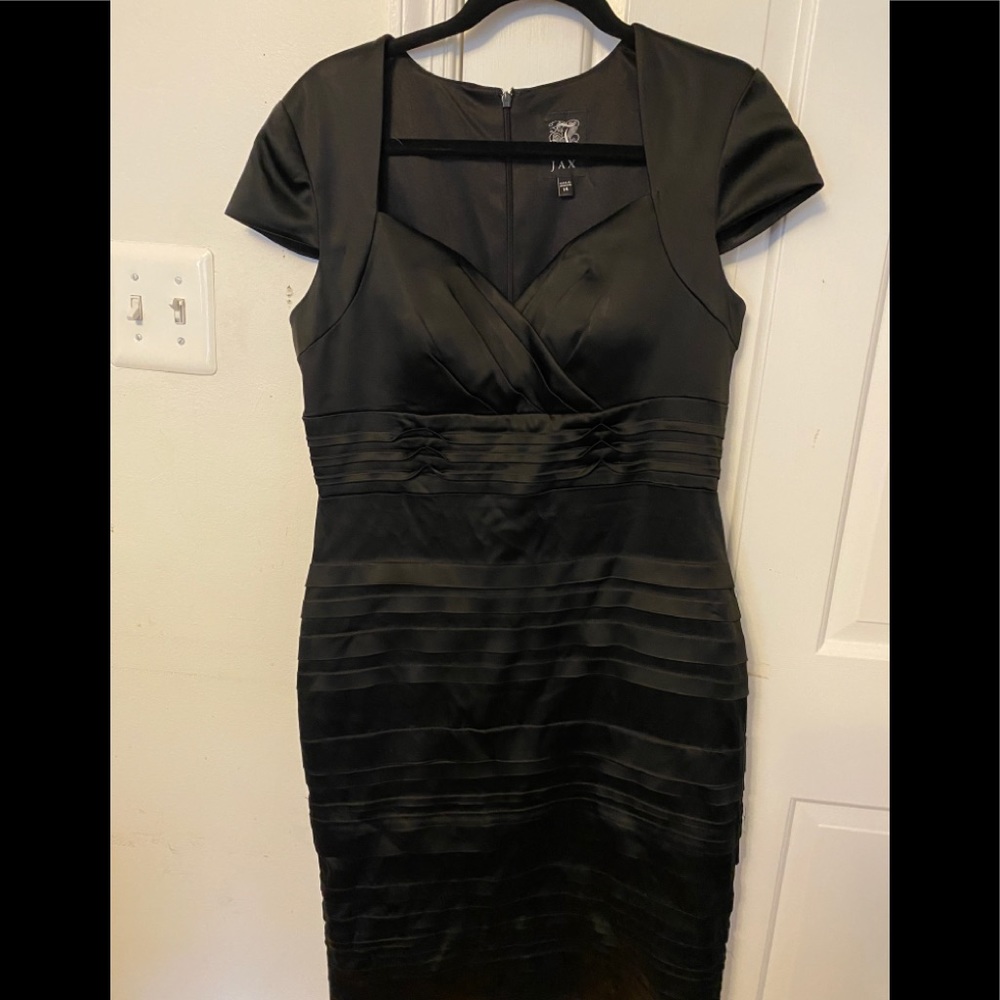 Black satin cocktail dress size 14 by Jax